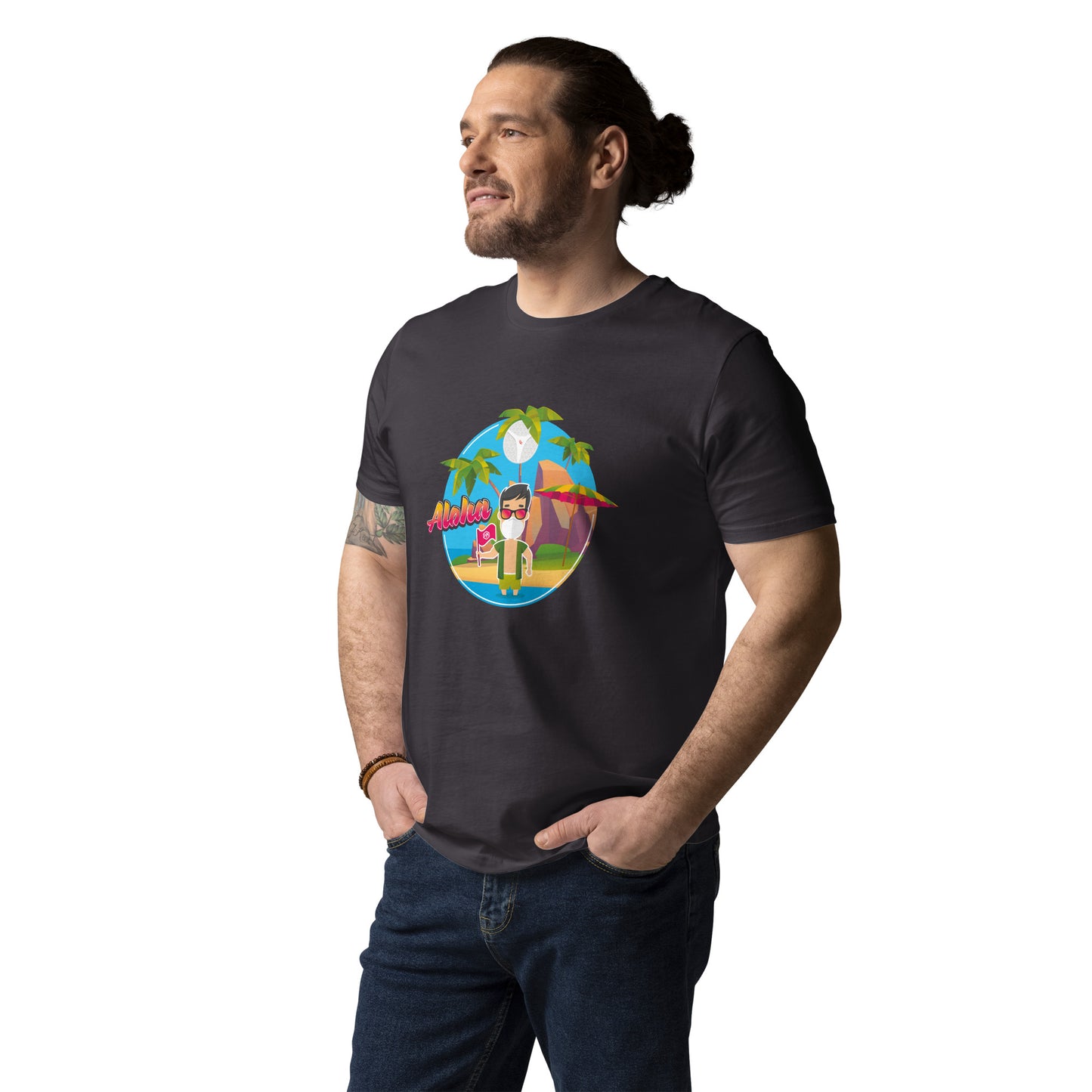Vacation theme organic cotton t-shirt