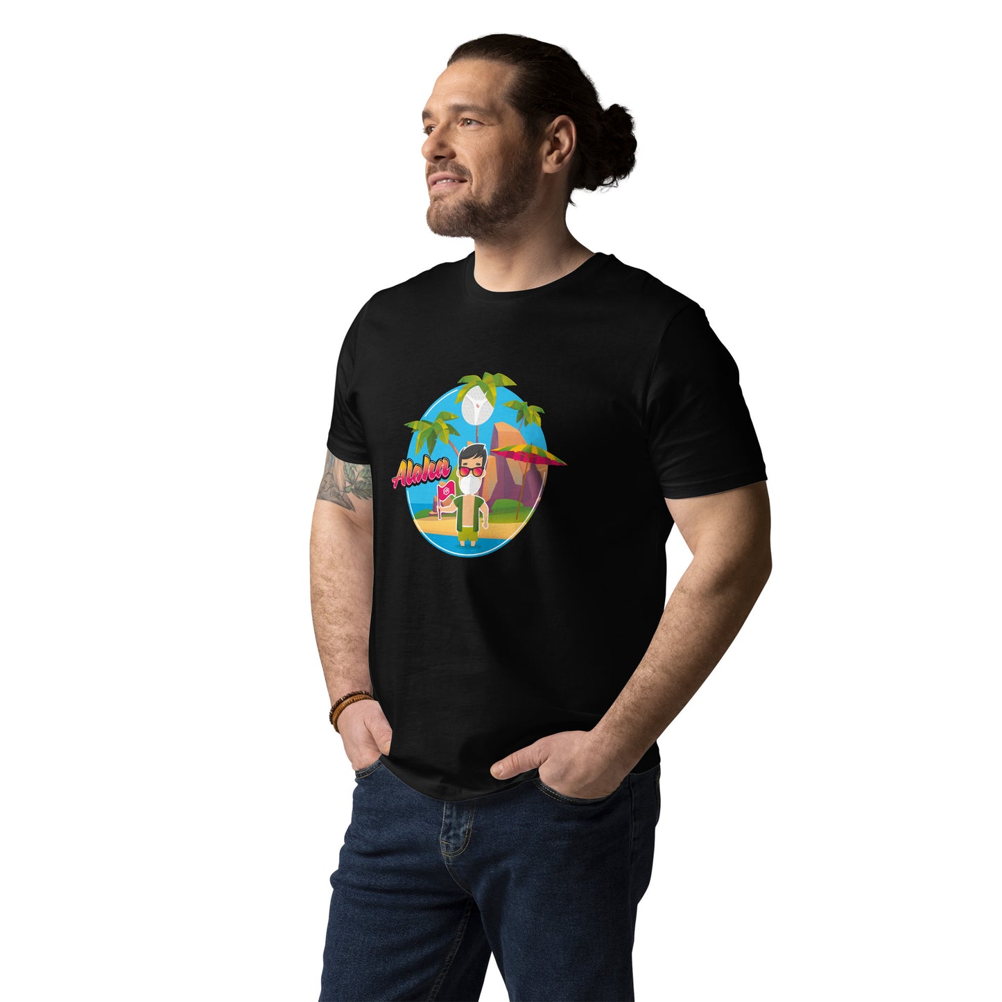 Vacation theme organic cotton t-shirt