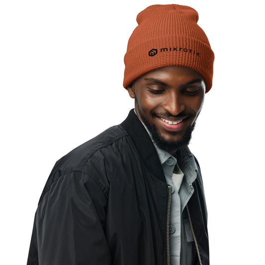 Waffle beanie with embroidered logo